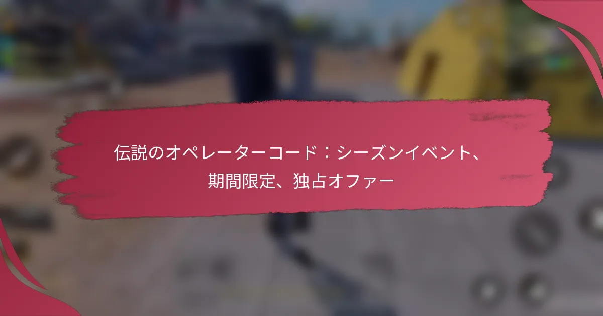 伝説のオペレーターコード：シーズンイベント、期間限定、独占オファー