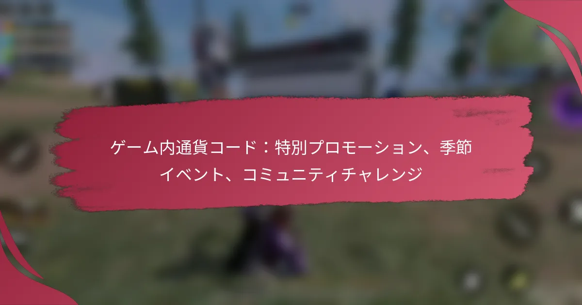 ゲーム内通貨コード：特別プロモーション、季節イベント、コミュニティチャレンジ