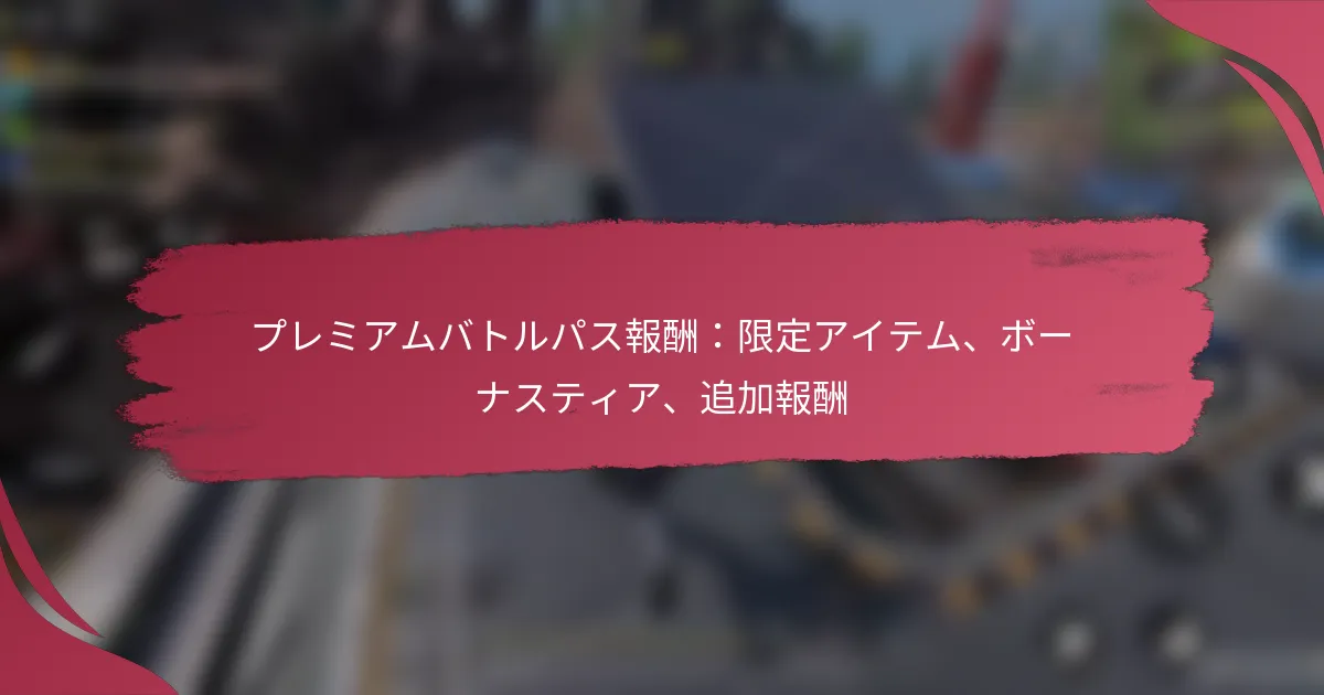 プレミアムバトルパス報酬：限定アイテム、ボーナスティア、追加報酬
