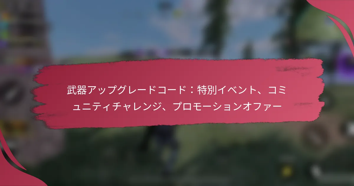 武器アップグレードコード：特別イベント、コミュニティチャレンジ、プロモーションオファー