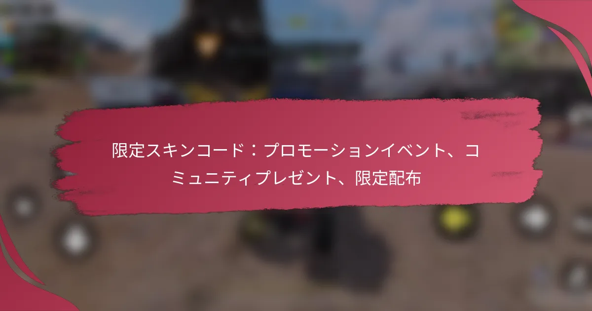限定スキンコード：プロモーションイベント、コミュニティプレゼント、限定配布